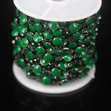 6mm Gun Plated Green Enamel Glass Coin Beads Rosary Chains