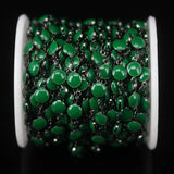 6mm Gun Plated Green Enamel Glass Coin Beads Rosary Chains