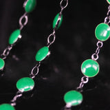 6mm Gun Plated Green Enamel Glass Coin Beads Rosary Chains