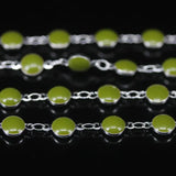 6mm Olive Green Enamel Beaded Rosary Chains, Silver Plated Chokers Chain