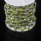 6mm Olive Green Enamel Beaded Rosary Chains, Silver Plated Chokers Chain