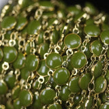 6mm Plated Golden Copper Enamel Glass Coin Beads Rosary Chains