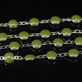6mm Plated Golden Copper Enamel Glass Coin Beads Rosary Chains