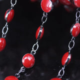 6mm Gunmetal Copper Red Enamel Glass Coin Beads Rosary Chains