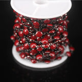 6mm Gunmetal Copper Red Enamel Glass Coin Beads Rosary Chains