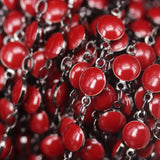 6mm Gunmetal Copper Red Enamel Glass Coin Beads Rosary Chains