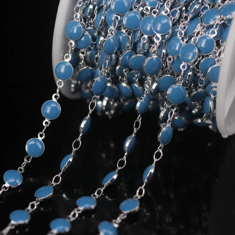 Turquoises Lampwork Beaded Rosary Chain, DIY Necklaces