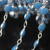 Turquoises Lampwork Beaded Rosary Chain, DIY Necklaces