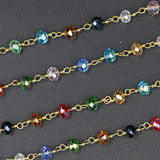 5M Rainbow Crystal Rosary Chain Wire Wrapped Beaded Chain Faceted Crystal Beads