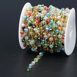 5M Rainbow Crystal Rosary Chain Wire Wrapped Beaded Chain Faceted Crystal Beads