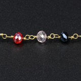 5M Rainbow Crystal Rosary Chain Wire Wrapped Beaded Chain Faceted Crystal Beads