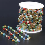 5M Rainbow Crystal Rosary Chain Wire Wrapped Beaded Chain Faceted Crystal Beads