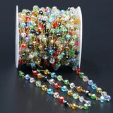 5M Rainbow Crystal Rosary Chain Wire Wrapped Beaded Chain Faceted Crystal Beads