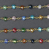 5M Rainbow Crystal Rosary Chain Wire Wrapped Beaded Chain Faceted Crystal Beads