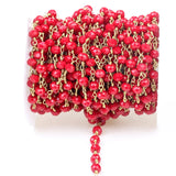 5M Red Crystal Rosary Chain Plated Wire Wrap Beaded Chain Faceted Glass Bead