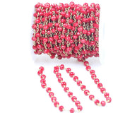 5M Red Crystal Rosary Chain Plated Wire Wrap Beaded Chain Faceted Glass Bead