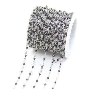 5M Stainless Steel Enamel Beaded Rosary Chains, 2mm Necklace