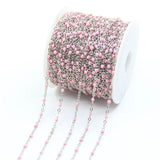 5M Stainless Steel Enamel Beaded Rosary Chains, 2mm Necklace