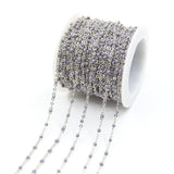 5M Stainless Steel Enamel Beaded Rosary Chains, 2mm Necklace