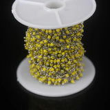 2mm Yellow Cube Beads Silver Wire Rosary Chain Glass Rondelle Sweater Chain