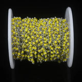 2mm Yellow Cube Beads Silver Wire Rosary Chain Glass Rondelle Sweater Chain