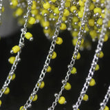 2mm Yellow Cube Beads Silver Wire Rosary Chain Glass Rondelle Sweater Chain