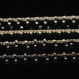 Black Glass Rondelle Rosary Chain Plated Golden Brass Wire Wrapped Beads