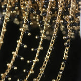 Black Glass Rondelle Rosary Chain Plated Golden Brass Wire Wrapped Beads