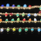 Colourful Glass Cube Beads Rosary Chain,Wire Wrapped Rondelle Jewelry