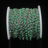 Cyan Green Glass Plated Silver Rosary Chain Women Sweater Jewelry
