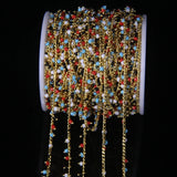 2mm Cube Beads Brass Wire Wrapped Rosary Chain - Women's Jewelry