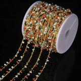 2mm Cube Beads Brass Wire Wrapped Rosary Chain - Women's Jewelry