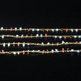 2mm Cube Beads Brass Wire Wrapped Rosary Chain - Women's Jewelry