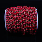 Red Turquoise 6mm Bead Rosary Chain, Howlite Magnesite Link Brass Chain