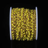 Yellow Cube Beads Rosary Chain Glass Rondelle with Brass Wire