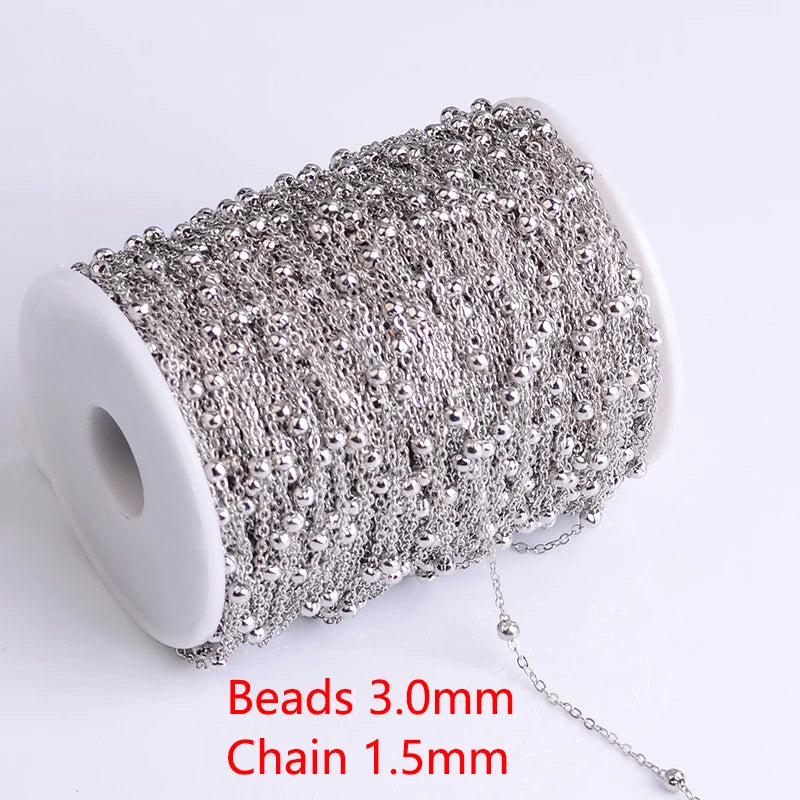 10M Beaded Ball Chain Roll Iron Necklace for Jewelry Making DIY