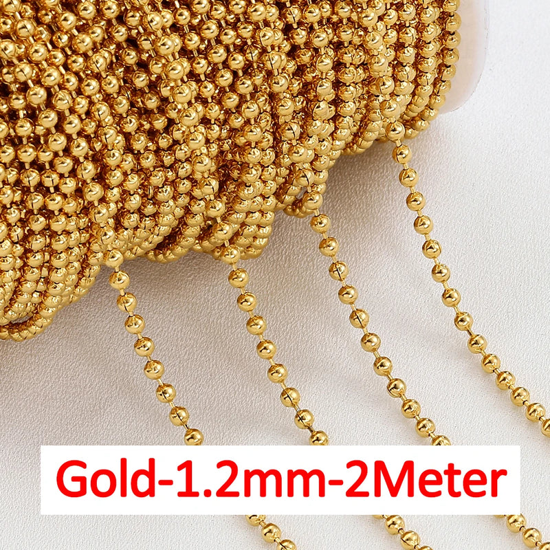 5M 2M Stainless Steel Ball Bead Chain Necklace Bracelet DIY Jewelry Making