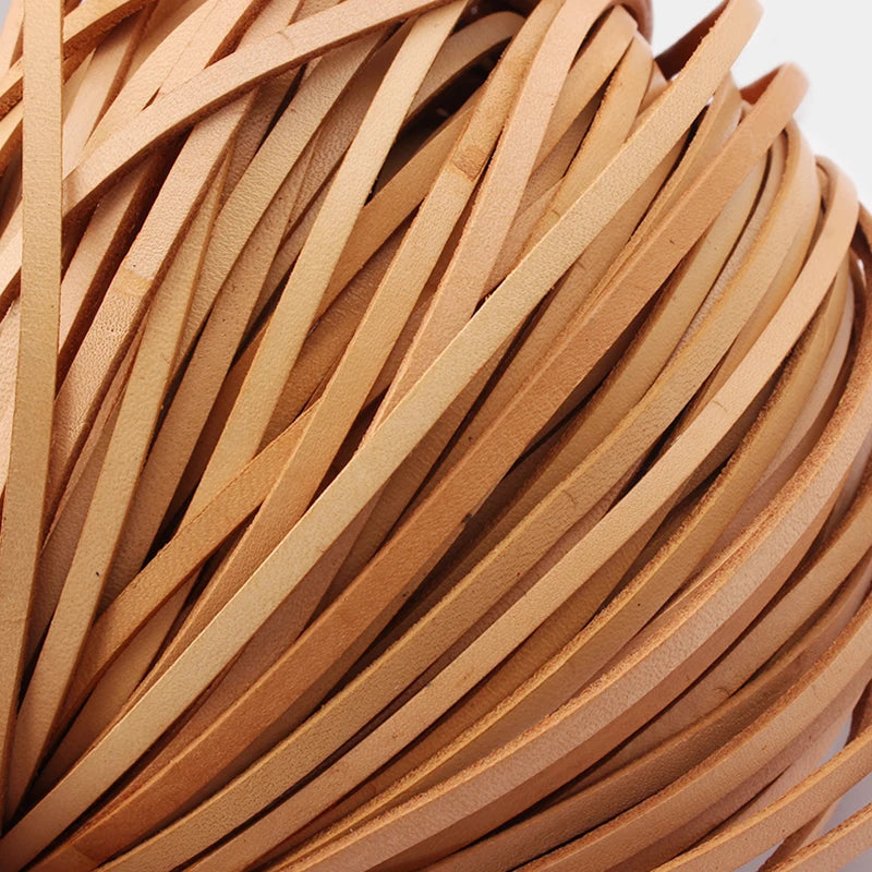 5Meters Natural Flat Real Leather Cord Bracelet Necklace Findings