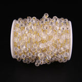8mm Clear Crystal Glass Beaded Chain Golden Rosary