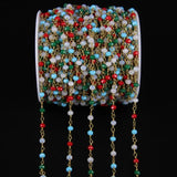 5M Multicolor Glass Opal Faceted Rondelle Beads Chain, 3x4mm