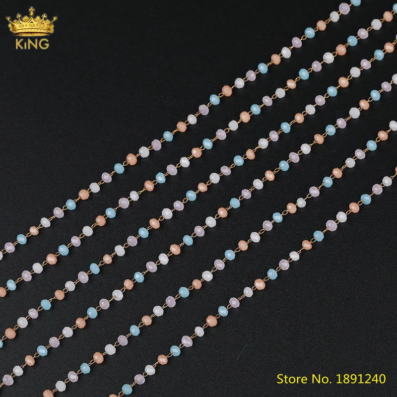 Small Glass Bead Chains, 2x3mm, Bronze Wire Wrap, DIY Necklace