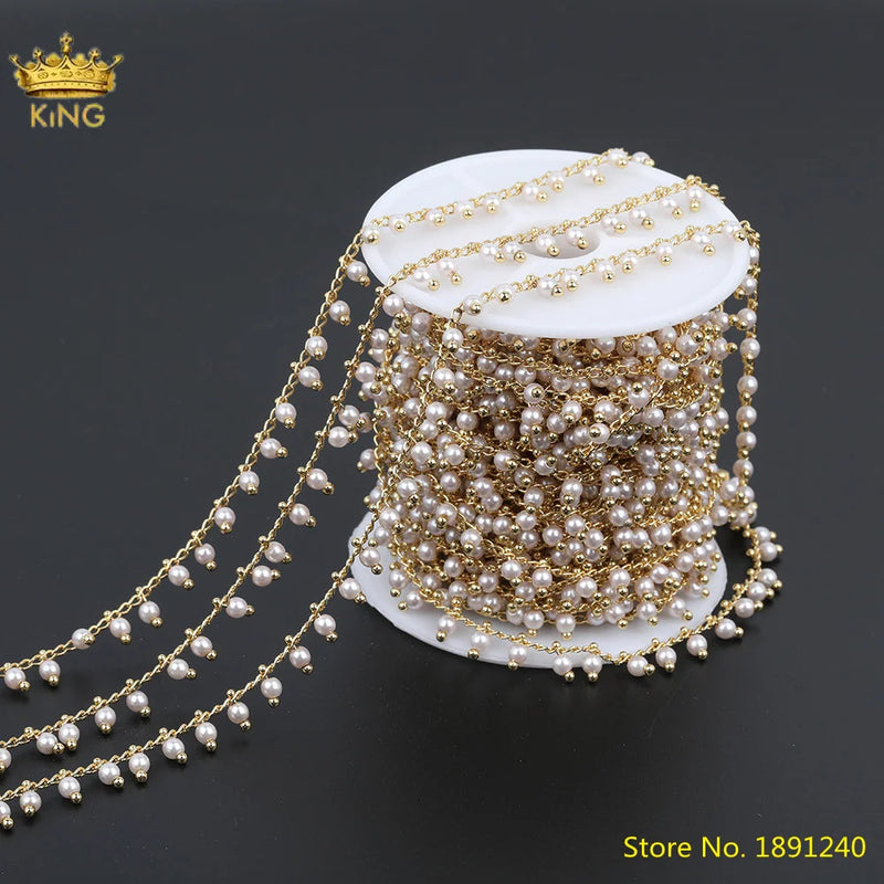 5M Pearl Beads Rosary Chains 3mm, DIY Jewelry Findings