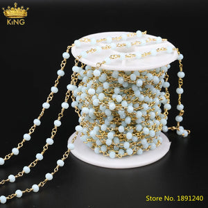 5M Tiny Glass Rosary Chains, Faceted Rainbow Rondelle Beads Chains
