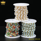 5M Tiny Glass Rosary Chains, Faceted Rainbow Rondelle Beads Chains