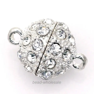 5PC 11 13 mm Silver Magnetic Clasps Crystal Rhinestone for Jewelry Making