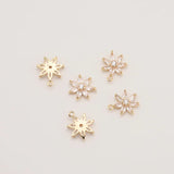 5PC Golden Snowflake Snow Christmas Pendant 16*13mm JA0577