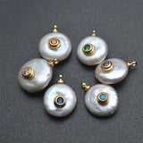 Natural Pearl CZ Charms Pendant for Jewelry Making