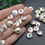 Natural Pearl CZ Charms Pendant for Jewelry Making