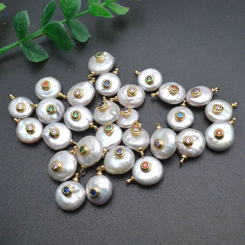 Natural Pearl CZ Charms Pendant for Jewelry Making