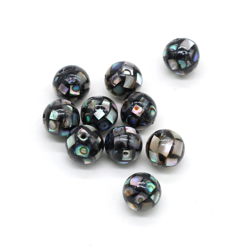 5PC Natural Abalone Shell Round Beads for DIY Jewelry Making 8/12mm